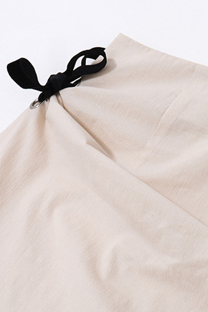Sweet Elegant Solid Bandage With Bow High Waist Type A Solid Color Bottoms