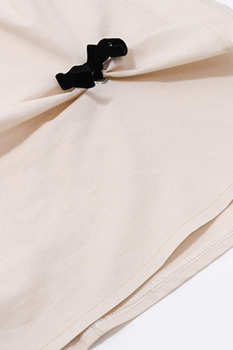 Sweet Elegant Solid Bandage With Bow High Waist Type A Solid Color Bottoms