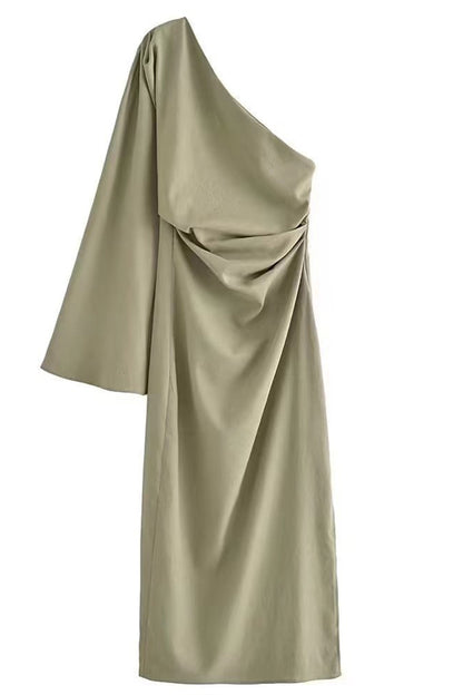 Robes trapèze asymétriques à fente unie et simplicité décontractée 