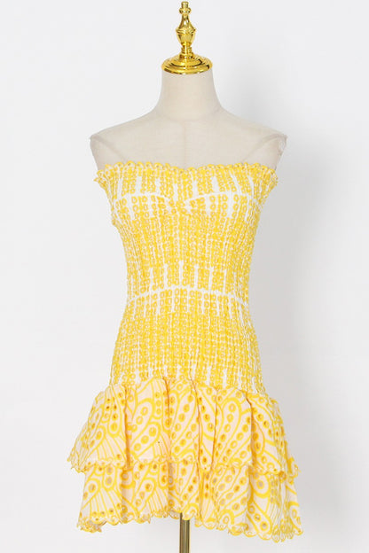Sexy Casual Print Rückenfreies Trägerloses Ärmelloses Kleid Kleider 