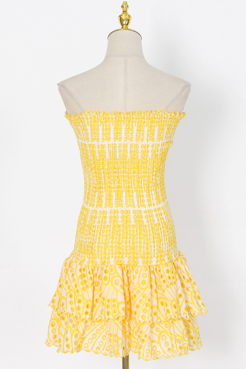 Sexy Casual Print Rückenfreies Trägerloses Ärmelloses Kleid Kleider 