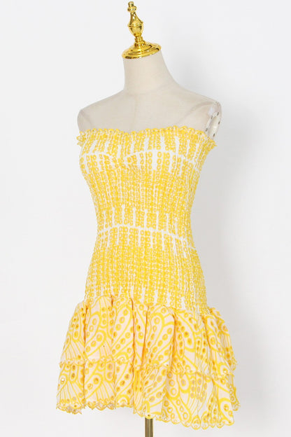 Sexy Casual Print Rückenfreies Trägerloses Ärmelloses Kleid Kleider 