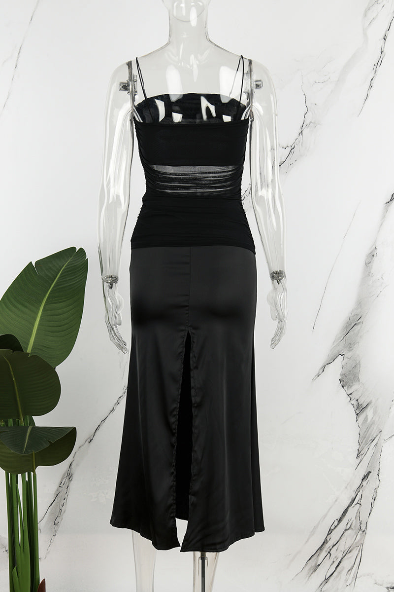 Sexy Solid Backless Square Collar Sling Dress Dresses