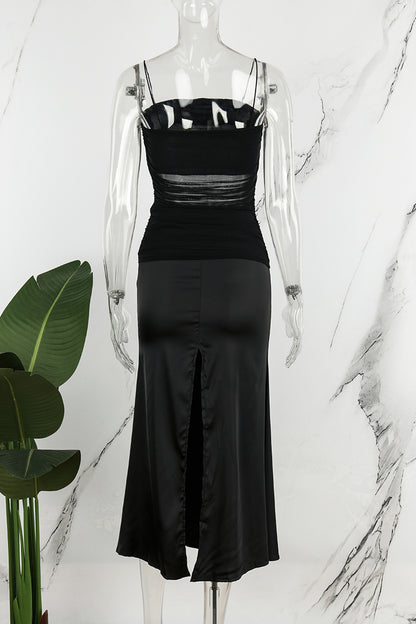 Sexy Solid Backless Square Collar Sling Dress Dresses