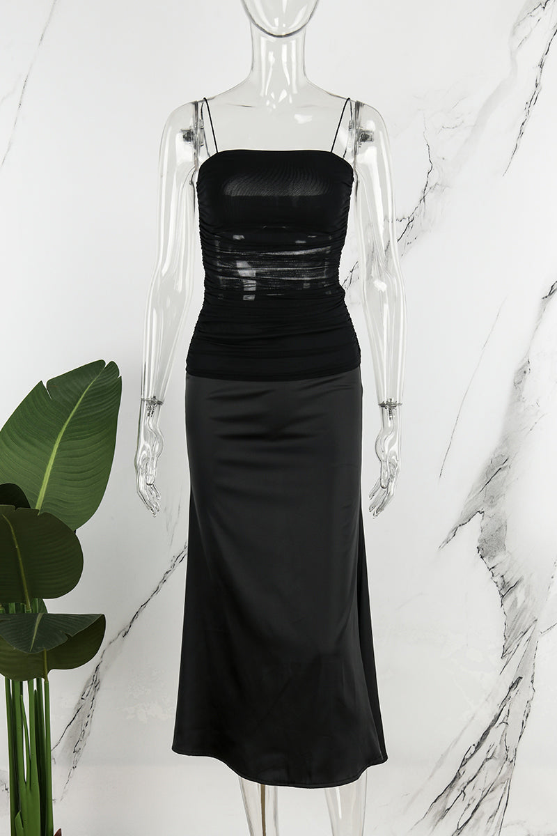 Sexy Solid Backless Square Collar Sling Dress Dresses