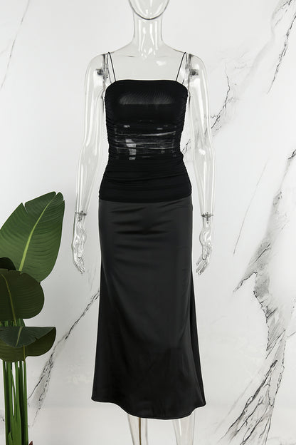 Sexy Solid Backless Square Collar Sling Dress Dresses