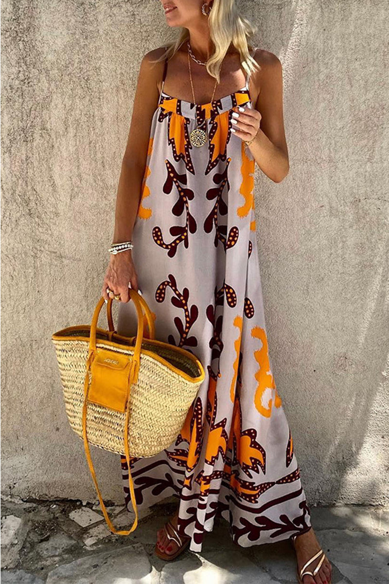 Sexy Urlaub Geometrische Druck U Hals Gedruckt Kleid Kleider 