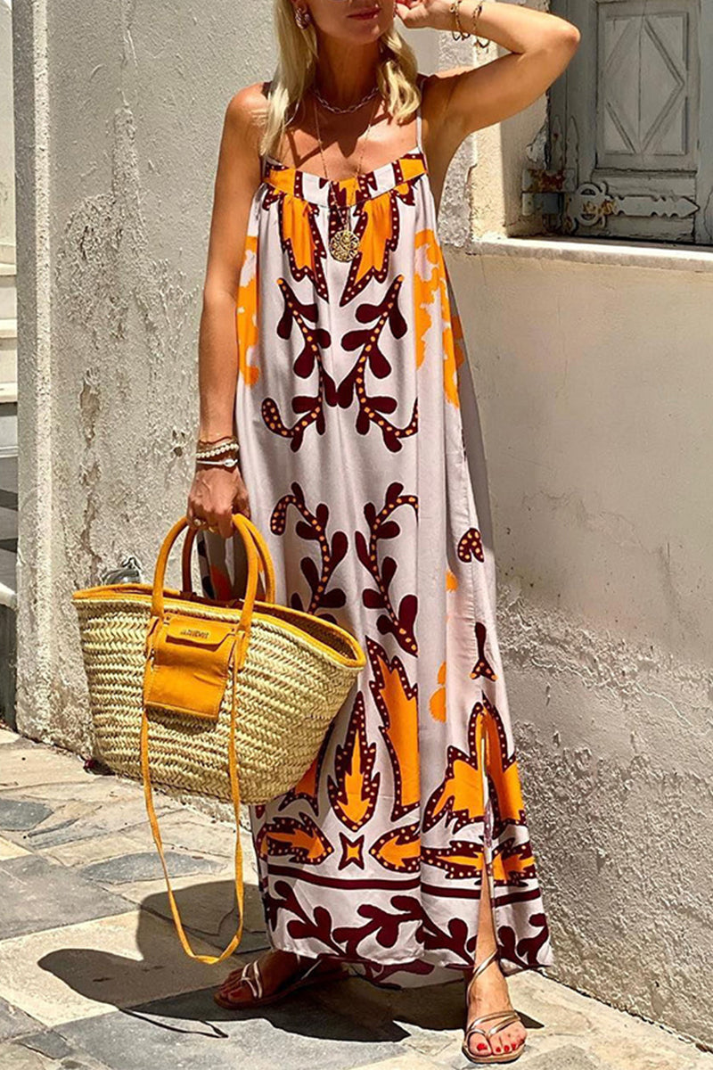 Sexy Urlaub Geometrische Druck U Hals Gedruckt Kleid Kleider 