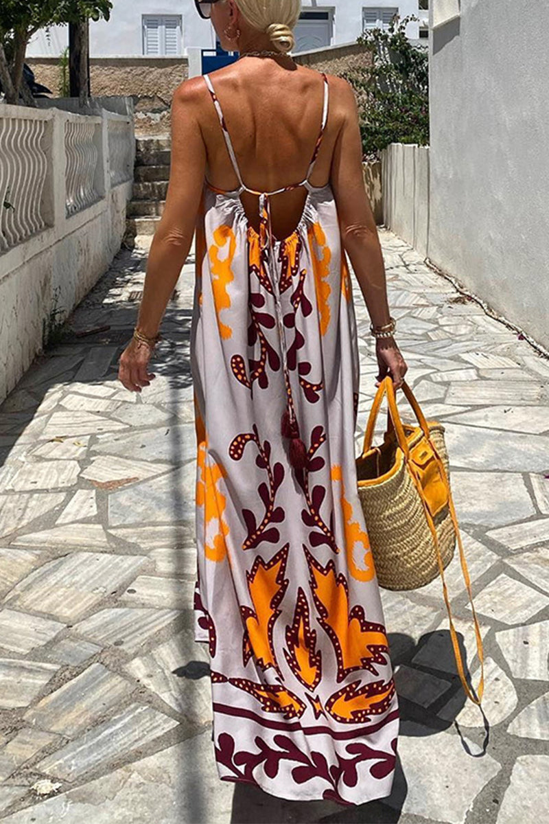 Sexy Urlaub Geometrische Druck U Hals Gedruckt Kleid Kleider 