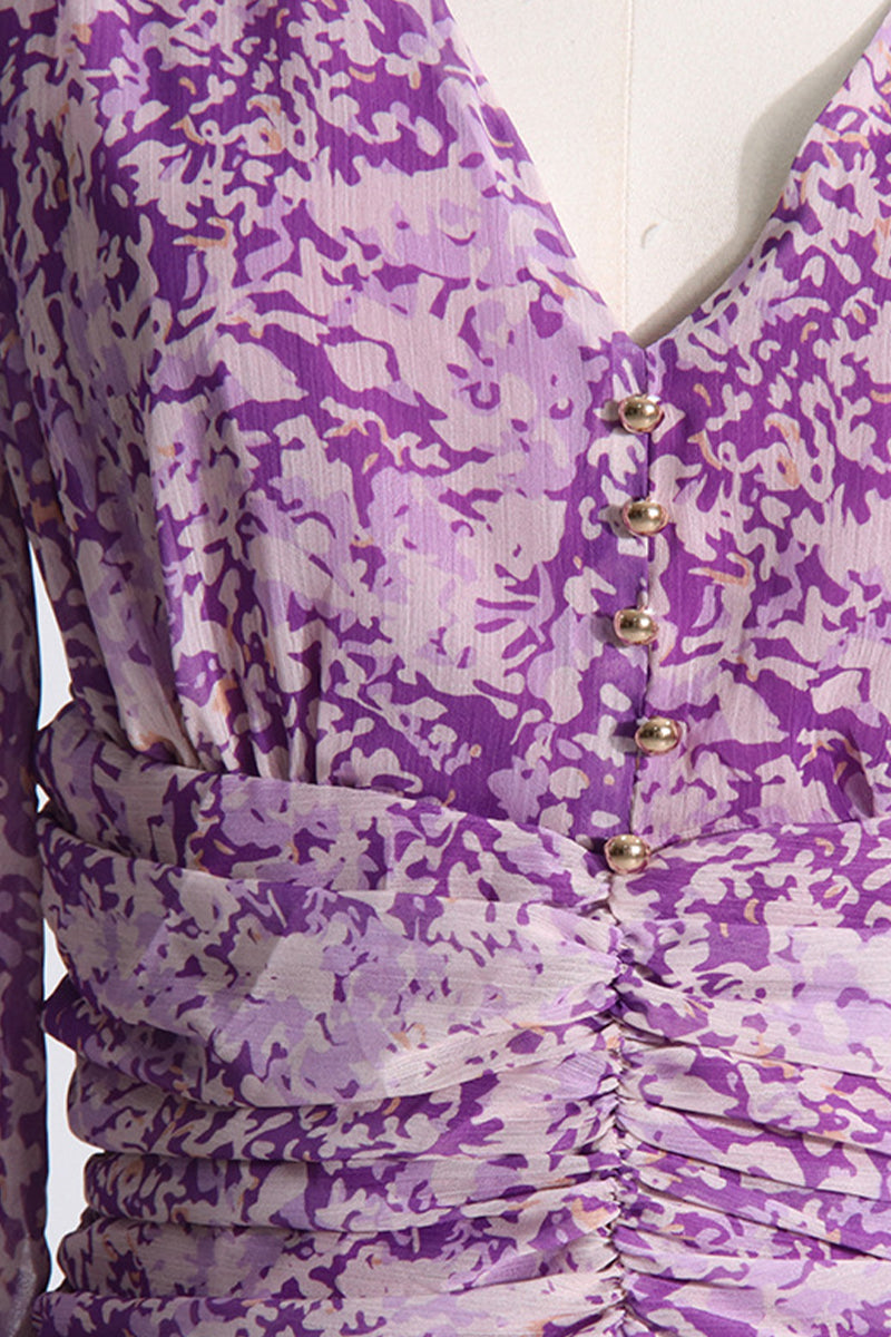 Süßes, elegantes Kleid mit Blumenmuster und V-Ausschnitt 