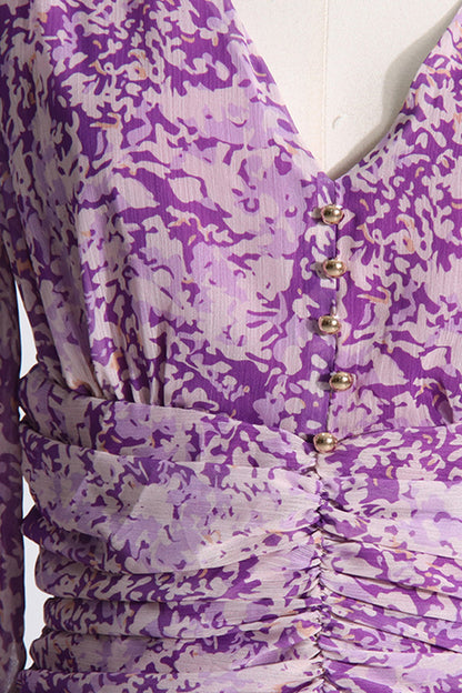 Süßes, elegantes Kleid mit Blumenmuster und V-Ausschnitt 