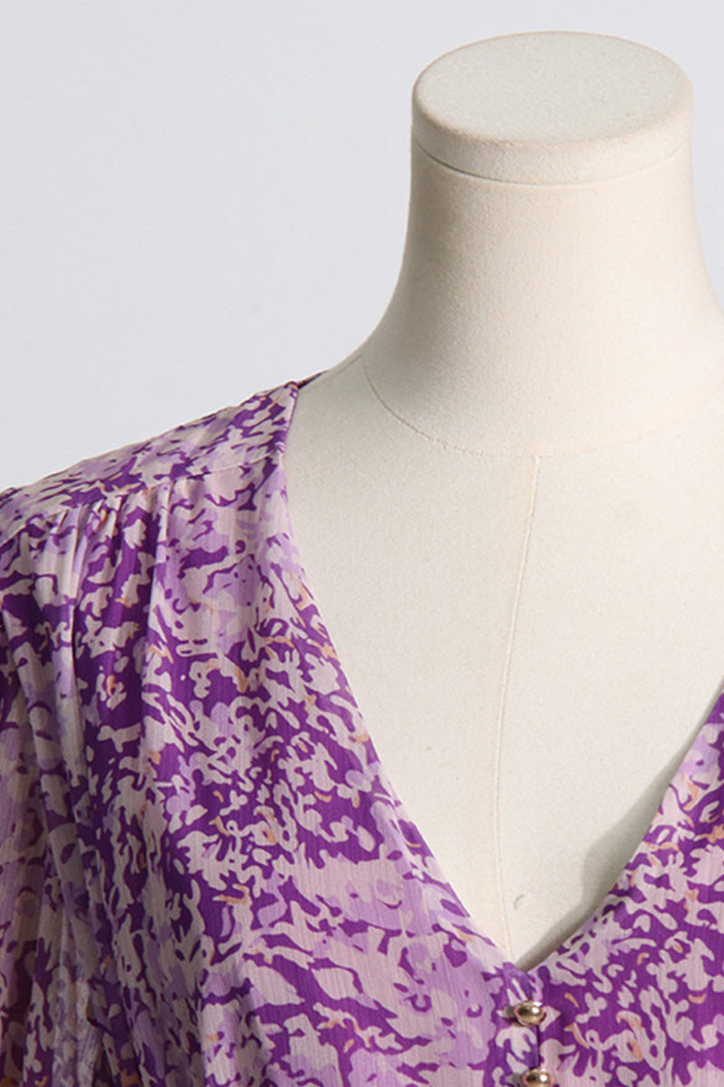 Süßes, elegantes Kleid mit Blumenmuster und V-Ausschnitt 