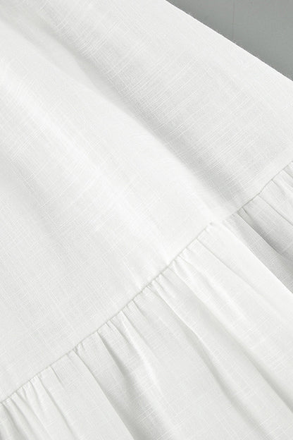 Robe trapèze décontractée à manches courtes et épaules dénudées, couleur unie, décontractée 