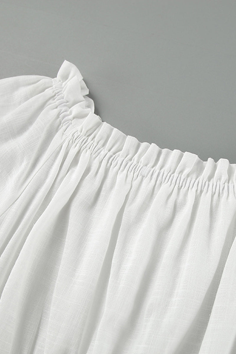 Robe trapèze décontractée à manches courtes et épaules dénudées, couleur unie, décontractée 