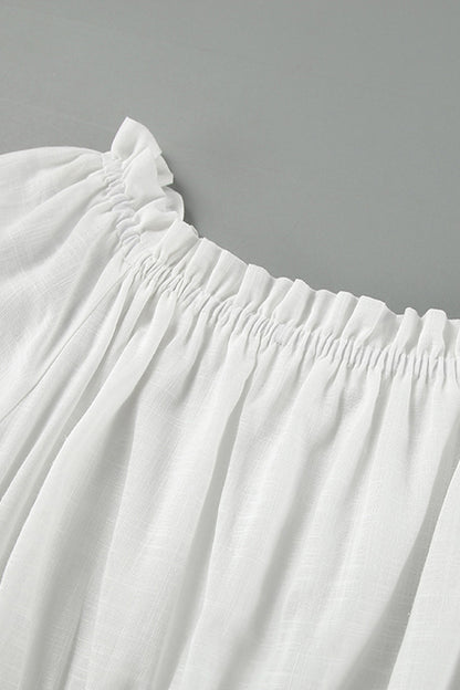 Robe trapèze décontractée à manches courtes et épaules dénudées, couleur unie, décontractée 