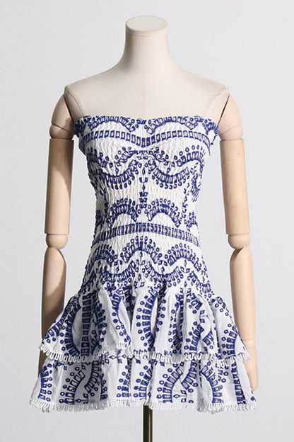 Robe sexy sans manches en patchwork de blocs de couleurs à volants 