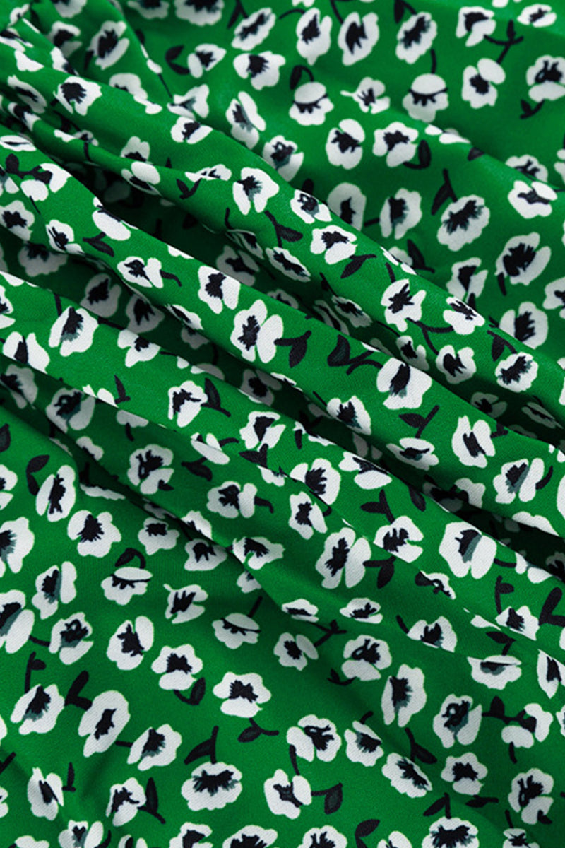 Elegant Print Flowers Frenulum Peter Pan Collar Princess Dresses