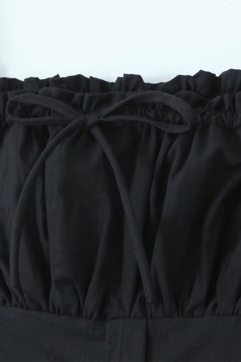 Sexy Urlaub Solide Schnalle Falten Quadrat Kragen Taille Rock Kleider 