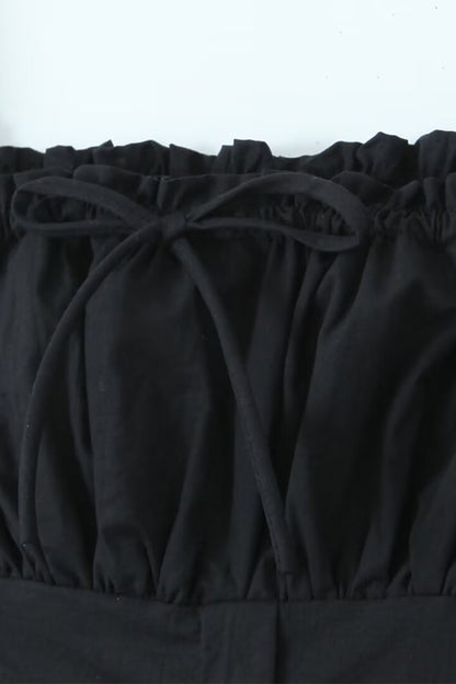 Sexy Urlaub Solide Schnalle Falten Quadrat Kragen Taille Rock Kleider 