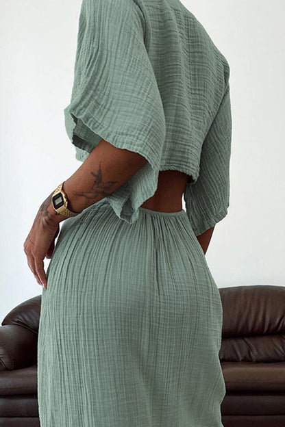 Sexy, einfarbiges, ausgehöhltes Frenulum, V-Ausschnitt, One-Step-Rock-Kleid (3 Farben) 