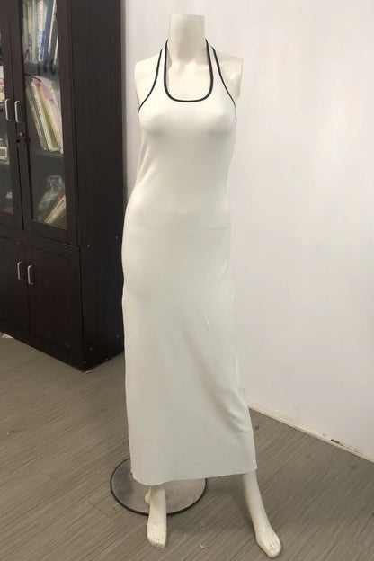 Robes de jupe en une étape décontractées unies dos nu avec fente contrastée 