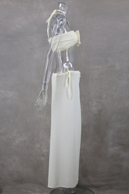 Sexy Dreiteiliges Set mit einfarbigem Bandage-Ausschnitt, rückenfrei, Schlitz, Neckholder, ärmellos 