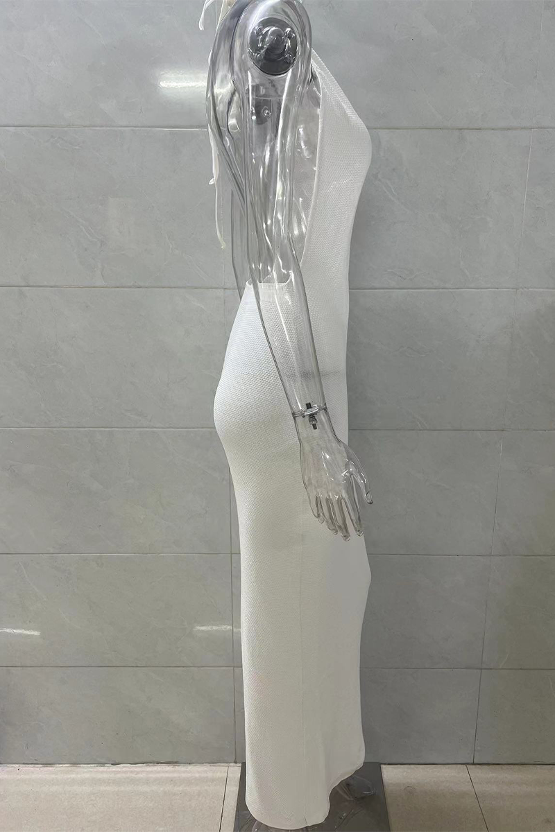 Robes jupe une étape sexy à lacets de couleur unie dos nu licou 