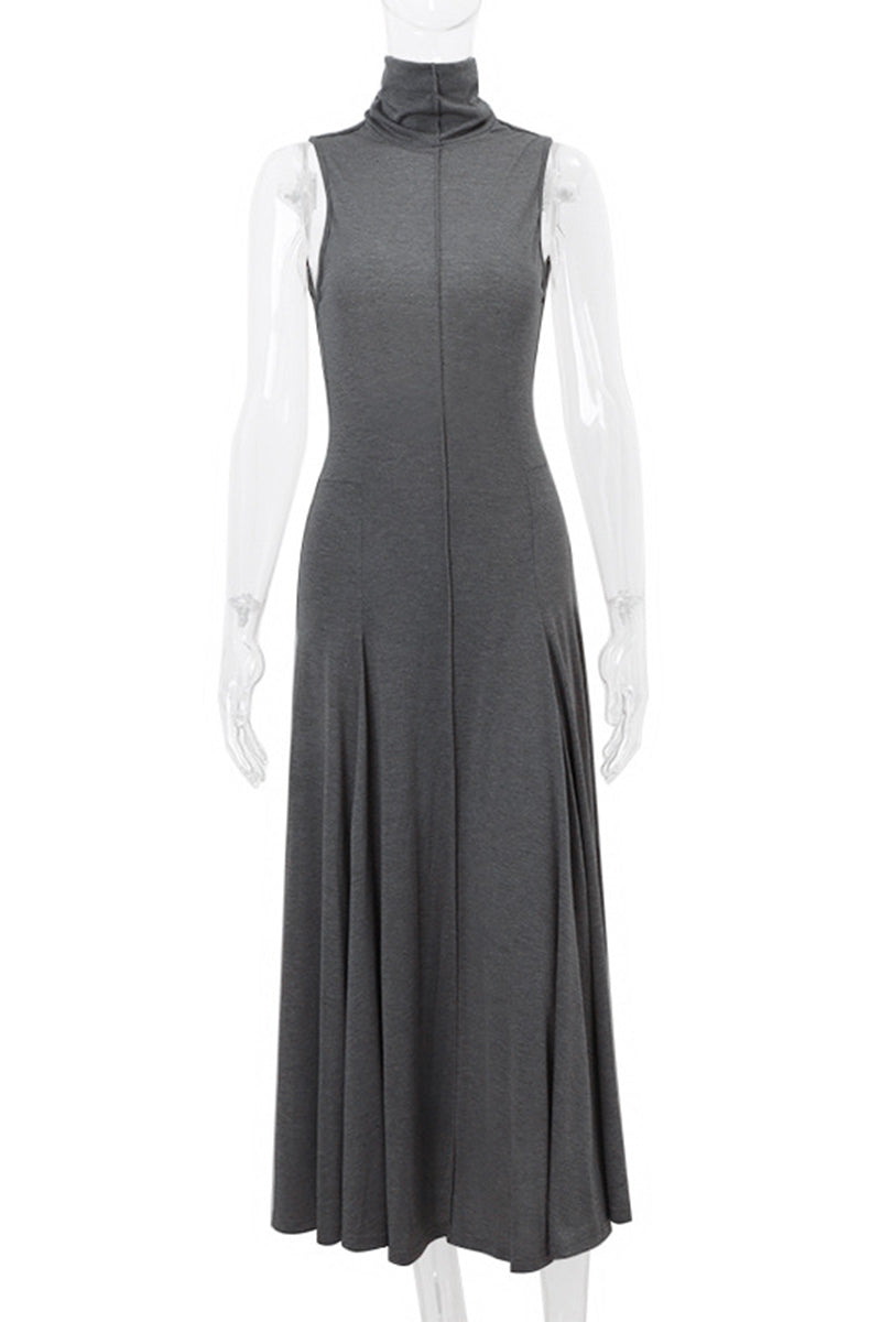 Sexy Street Backless Pleated Mandarin Collar Pleated Dresses