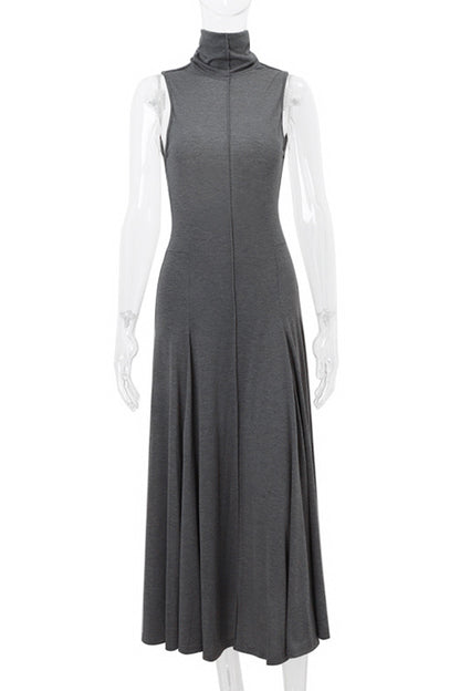 Sexy Street Backless Pleated Mandarin Collar Pleated Dresses