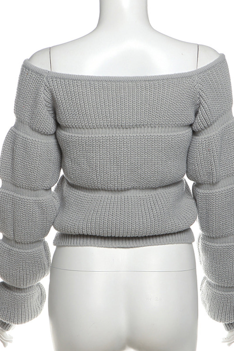 Casual Patchwork Off Shoulder Sweaters