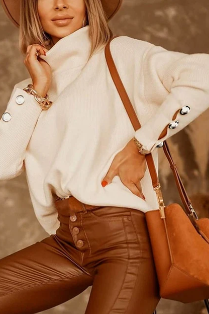 Fashionable High Collar Button Versatile Style Sweaters (3 Colors)