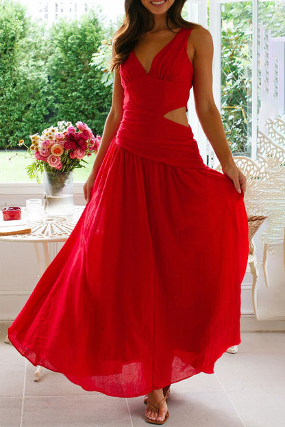 Sexy Hollow Out V Neck Sleeveless Dresses
