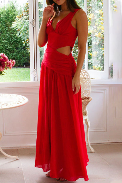 Sexy Hollow Out V Neck Sleeveless Dresses