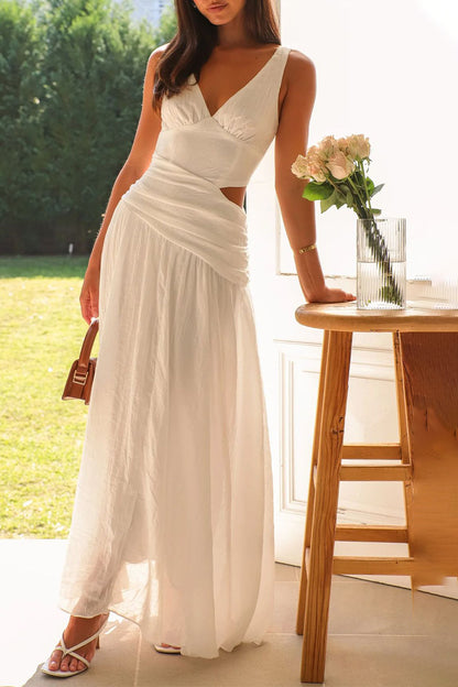 Sexy Hollow Out V Neck Sleeveless Dresses