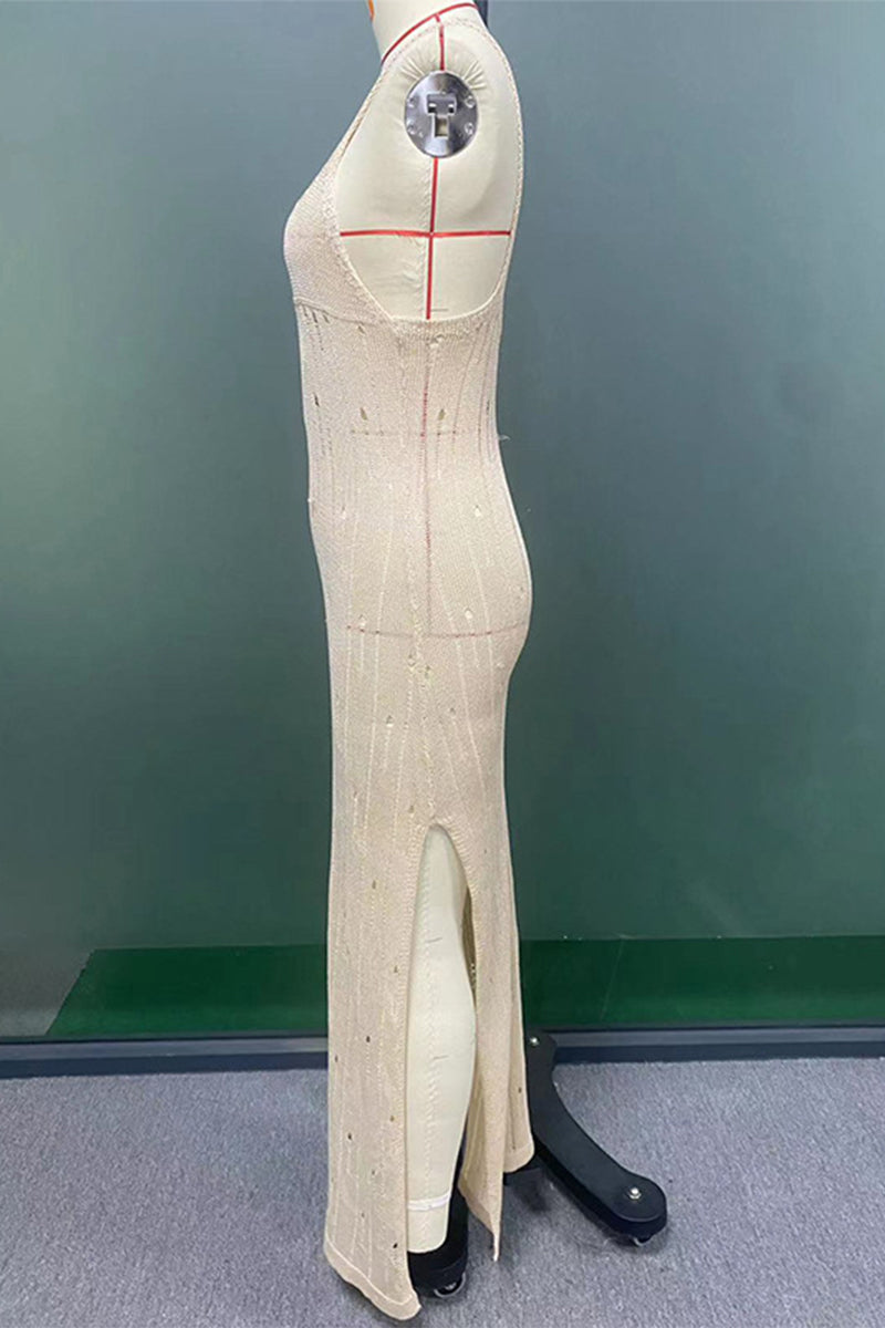 Sexy Vacation Slit V Neck Sling Dresses