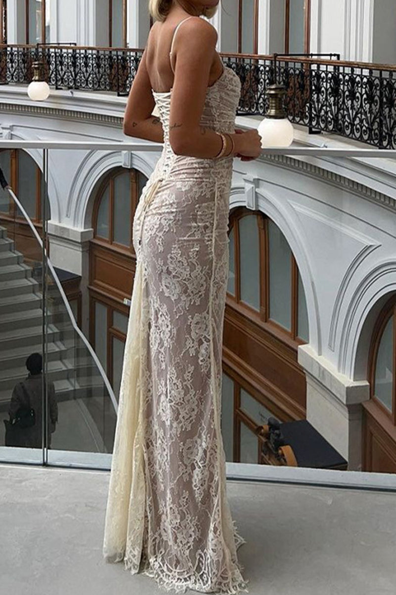 Sexy Solid Color Lace Strap Design Sleeveless Two Pieces