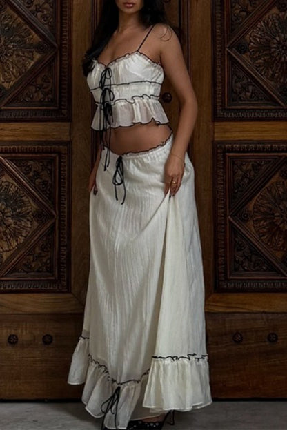 Sexy Lace Up U Neck Sleeveless Two Pieces