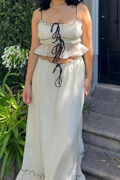 Sexy Lace Up U Neck Sleeveless Two Pieces