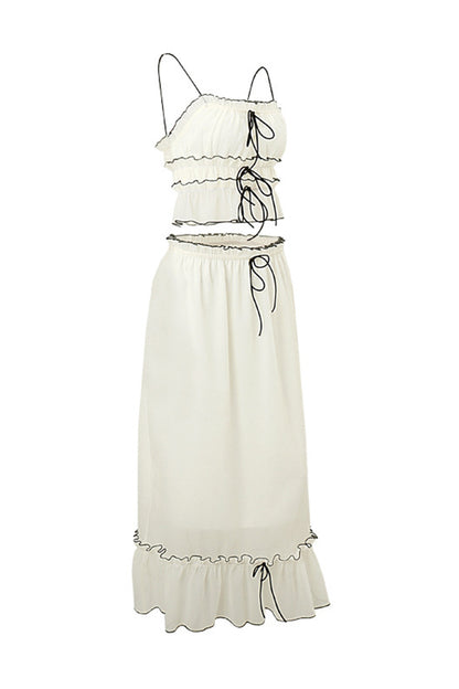 Sexy Lace Up U Neck Sleeveless Two Pieces