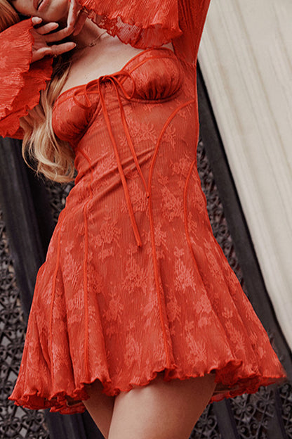 Sexy Lace Lace Up Square Neck A Line Dresses