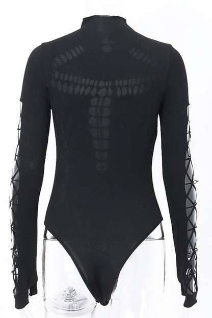 Sexy Hollow Out Turtleneck Skinny Bodysuits