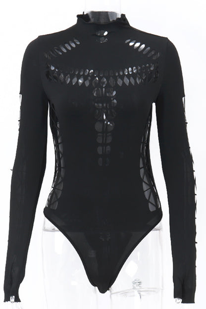 Sexy Hollow Out Turtleneck Skinny Bodysuits