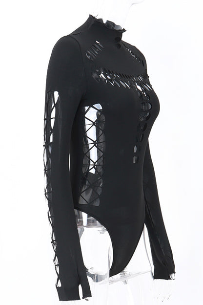 Sexy Hollow Out Turtleneck Skinny Bodysuits