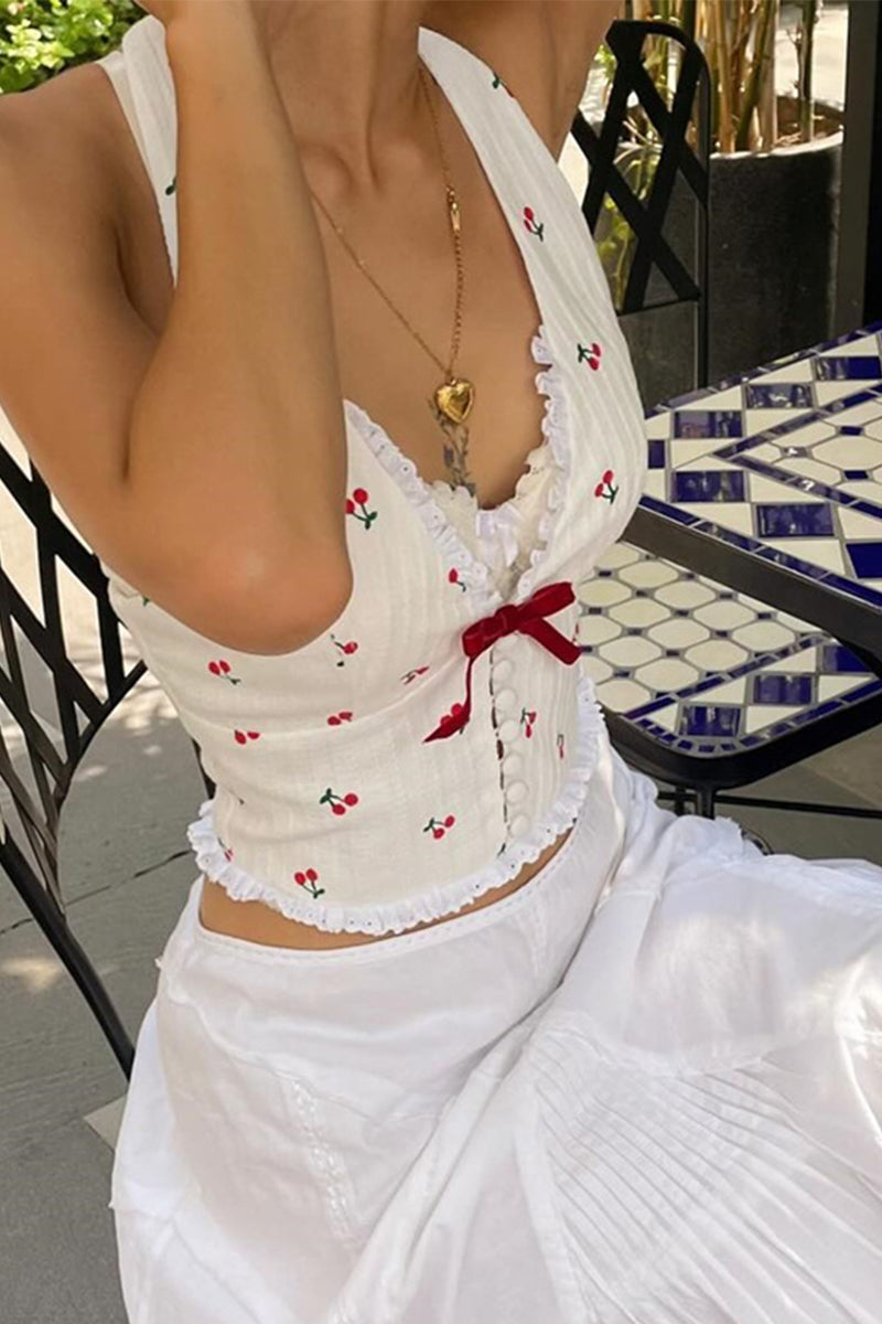 Sexy fruit Lace Backless Halter Tops