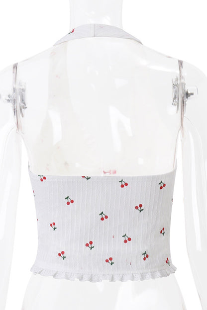 Sexy fruit Lace Backless Halter Tops