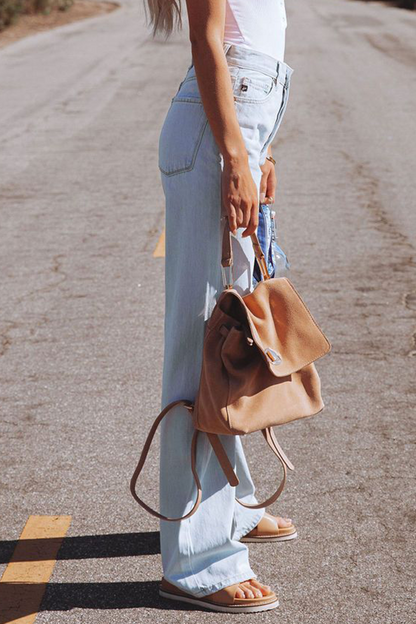 Street Solid Ripped Make Old Gerade Hose mit mittlerer Taille und weitem Bein in einfarbiger Ausführung 