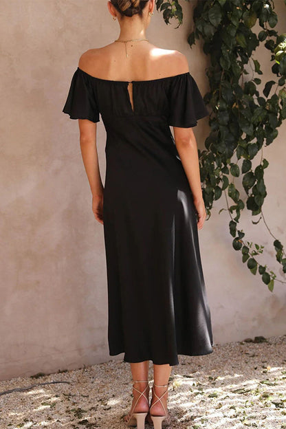 Sexy Promis Einfarbig Schlitz Off the Shoulder Plissee Kleider 