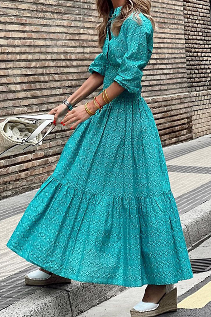 Lässige, elegante Kleider in A-Linie mit geometrischem Hemdkragen und Falten 