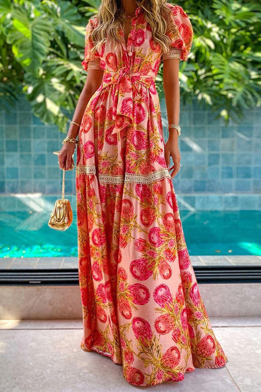 Süße, elegante Print Frenulum Turndown Kragen Unregelmäßige Kleid Kleider 