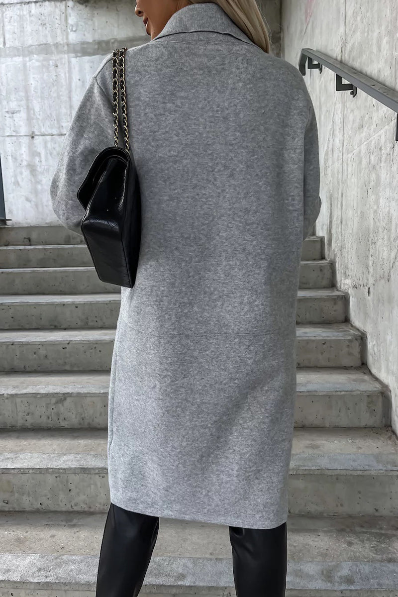 Elegante Oberbekleidung mit einfarbiger Tasche und Umlegekragen (4 Farben) 